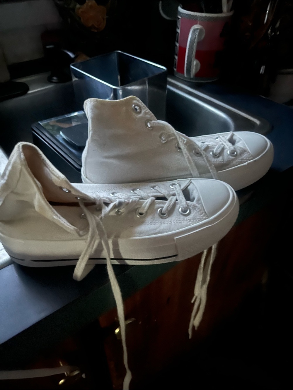 Classic Canvas High-Top Sneakers in White - Women